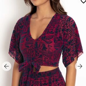 Black milk hieroglyphics kimono tie top small NEW